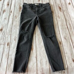 Madewell Black Mid-Rise Distressed Skinny Jeans
